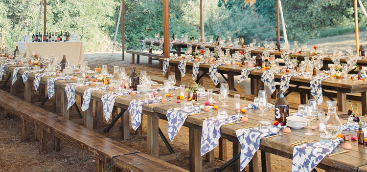 beautiful table settings at The Toll House at Bell Valley Retreat in Anderson Valley, Mendocino County, California