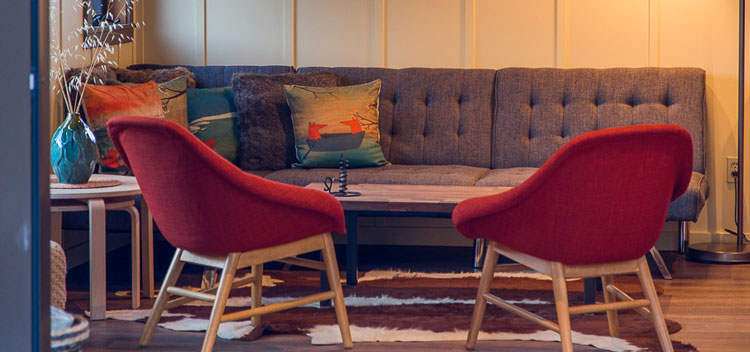 the creekside living room at Bell Valley Retreat